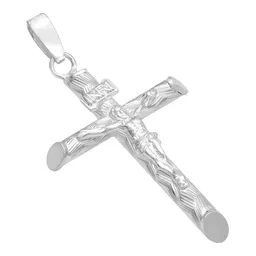 Dije Plata .925 Cruz con Cristo Religioso Tubular Unisex - Imagen 3
