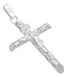 Dije Plata .925 Cruz con Cristo Religioso Tubular Unisex - Imagen 3