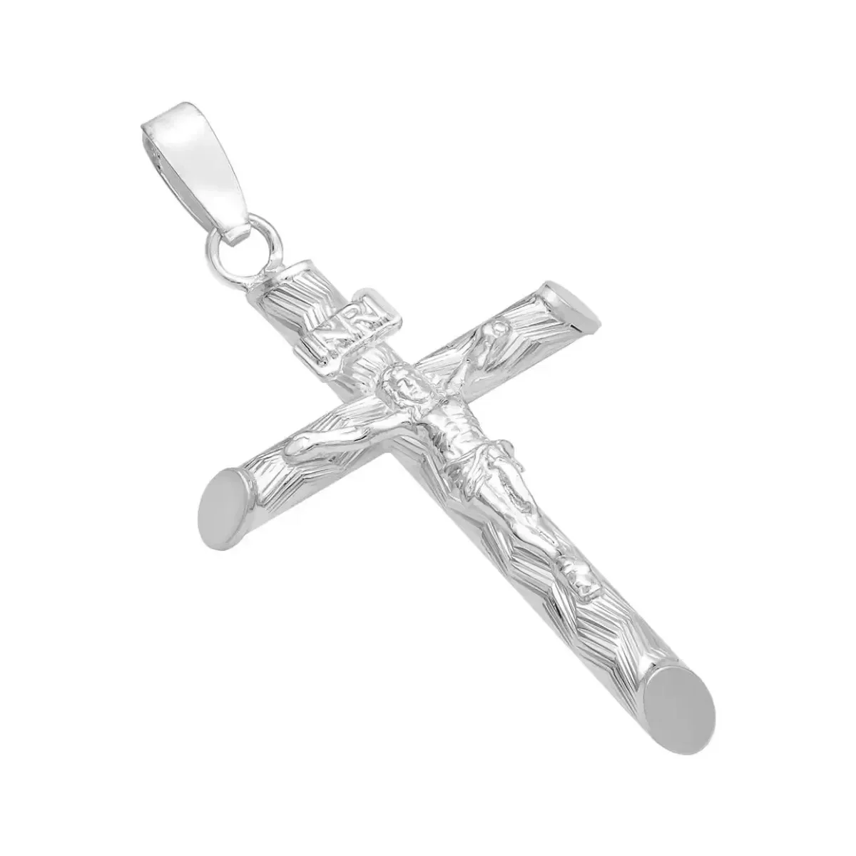 Dije Plata .925 Cruz con Cristo Religioso Tubular Unisex - Imagen 3