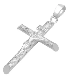 Dije Plata .925 Cruz con Cristo Religioso Tubular Unisex - Imagen 4