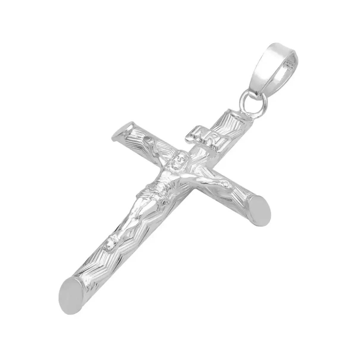 Dije Plata .925 Cruz con Cristo Religioso Tubular Unisex - Imagen 4