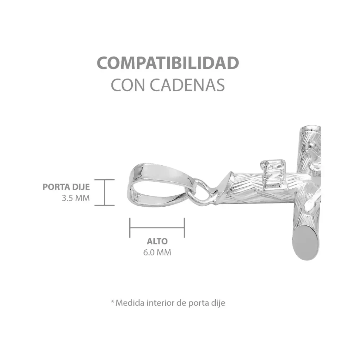 Dije Plata .925 Cruz con Cristo Religioso Tubular Unisex - Imagen 6