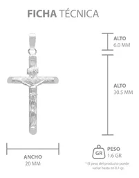Dije Plata .925 Cruz con Cristo Religioso Tubular Unisex - Imagen 7