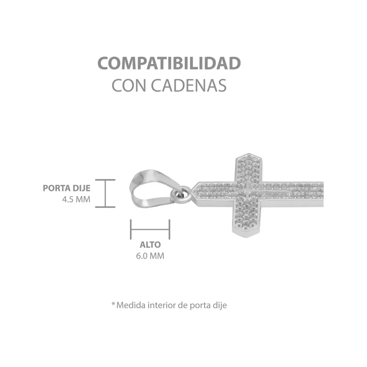 Dije Plata 925 Cruz con Zirconia Transparente para Hombre - Imagen 6