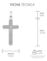 Dije Plata 925 Cruz con Zirconia Transparente para Hombre - Imagen 7
