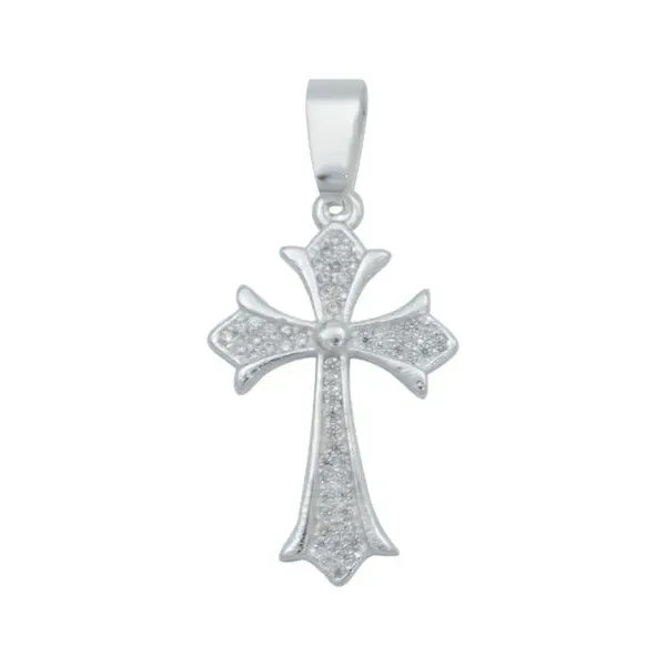Dije Plata 925 Cruz con Zirconia Transparente - Imagen 1