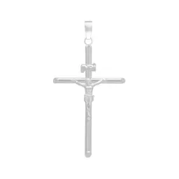 Dije Plata 925 Cruz Cristo Diseño Tubo Pulido Hombre - Imagen 1
