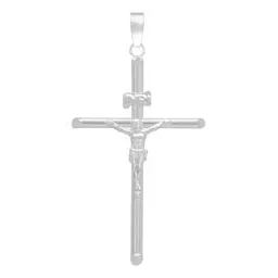 Dije Plata 925 Cruz Cristo Diseño Tubo Pulido Hombre - Imagen 1