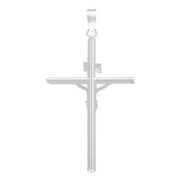 Dije Plata 925 Cruz Cristo Diseño Tubo Pulido Hombre - Imagen 2