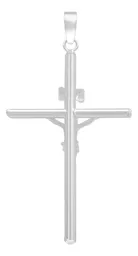 Dije Plata 925 Cruz Cristo Diseño Tubo Pulido Hombre - Imagen 2