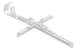 Dije Plata 925 Cruz Cristo Diseño Tubo Pulido Hombre - Imagen 3