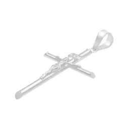 Dije Plata 925 Cruz Cristo Diseño Tubo Pulido Hombre - Imagen 4