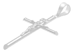 Dije Plata 925 Cruz Cristo Diseño Tubo Pulido Hombre - Imagen 4
