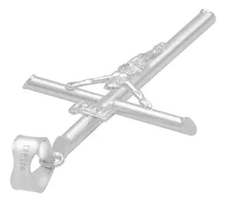 Dije Plata 925 Cruz Cristo Diseño Tubo Pulido Hombre - Imagen 5