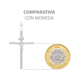 Dije Plata 925 Cruz Cristo Diseño Tubo Pulido Hombre - Imagen 8
