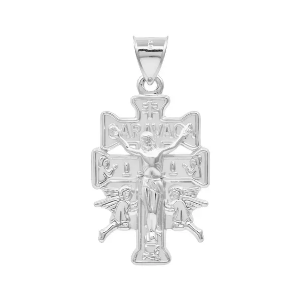 Dije Plata 925 Cruz de Caravaca Troquelada Amuleto Protección - Imagen 1