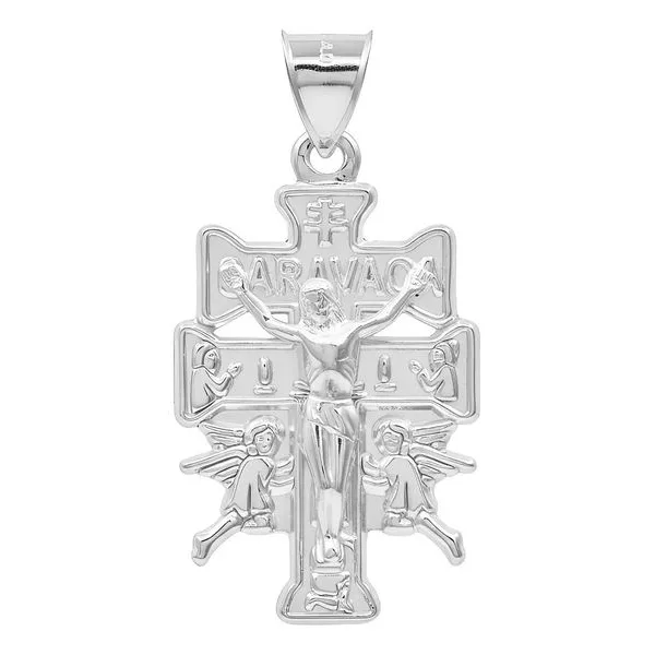 Dije Plata 925 Cruz de Caravaca Troquelada Amuleto Protección - Imagen 1