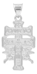 Dije Plata 925 Cruz de Caravaca Troquelada Amuleto Protección - Imagen 2