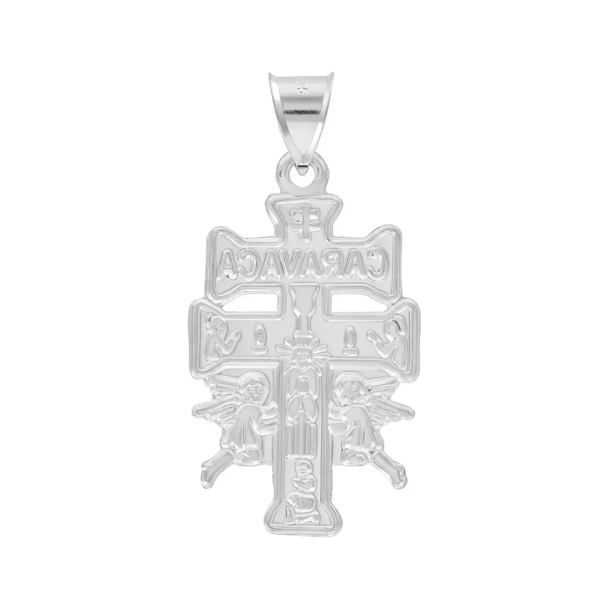 Dije Plata 925 Cruz de Caravaca Troquelada Amuleto Protección - Imagen 2