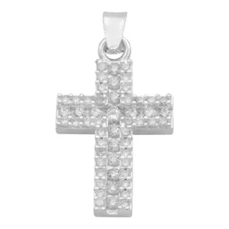 Dije Plata .925 Cruz Doble Zirconia Blanca - Imagen 1