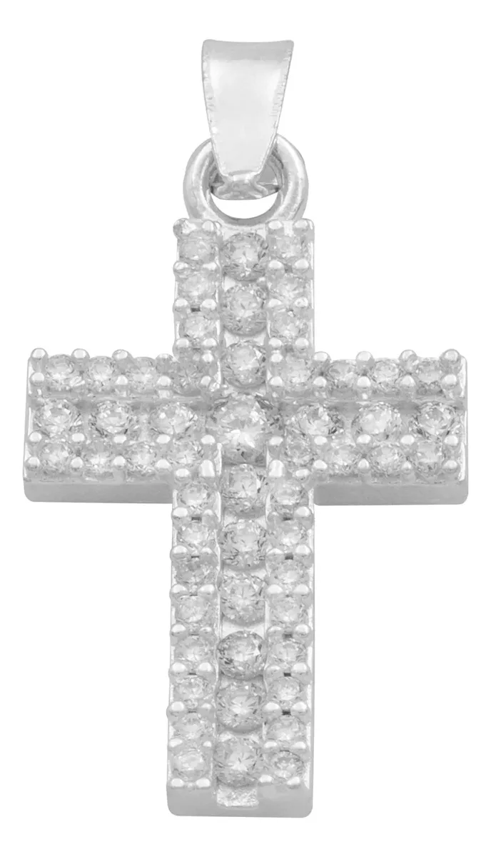 Dije de Plata .925 Cruz Doble con Zirconia Blanca - Joyería fina artesanal mexicana unisex Joyaris