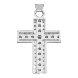 Dije Plata .925 Cruz Doble Zirconia Blanca - Imagen 2