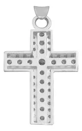 Dije Plata .925 Cruz Doble Zirconia Blanca - Imagen 2