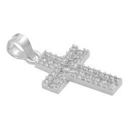 Dije Plata .925 Cruz Doble Zirconia Blanca - Imagen 3