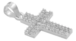Dije Plata .925 Cruz Doble Zirconia Blanca - Imagen 3