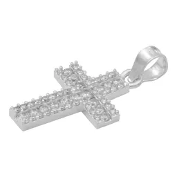 Dije Plata .925 Cruz Doble Zirconia Blanca - Imagen 4
