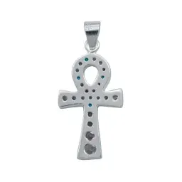 Dije Plata 925 Cruz Egipcia Ankh con Zirconia Multicolor - Imagen 3
