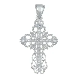 Dije Plata 925 Cruz Grande Diamantada con Zirconias Baguette - Imagen 1