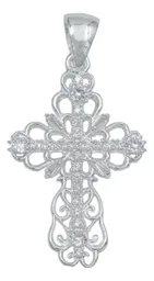 Dije Plata 925 Cruz Grande Diamantada con Zirconias Baguette - Imagen 1