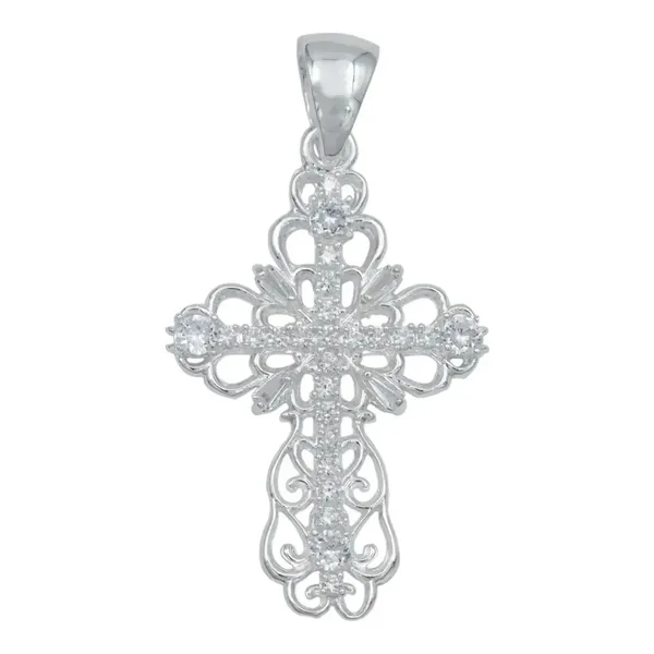 Dije Plata 925 Cruz Grande Diamantada con Zirconias Baguette - Imagen 1