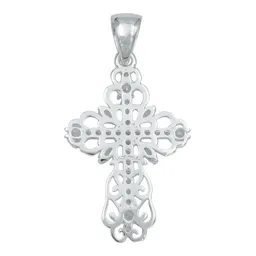 Dije Plata 925 Cruz Grande Diamantada con Zirconias Baguette - Imagen 3