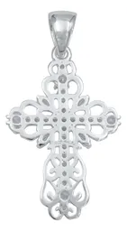 Dije Plata 925 Cruz Grande Diamantada con Zirconias Baguette - Imagen 3