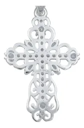 Dije Plata 925 Cruz Grande Diamantada con Zirconias Baguette - Imagen 4