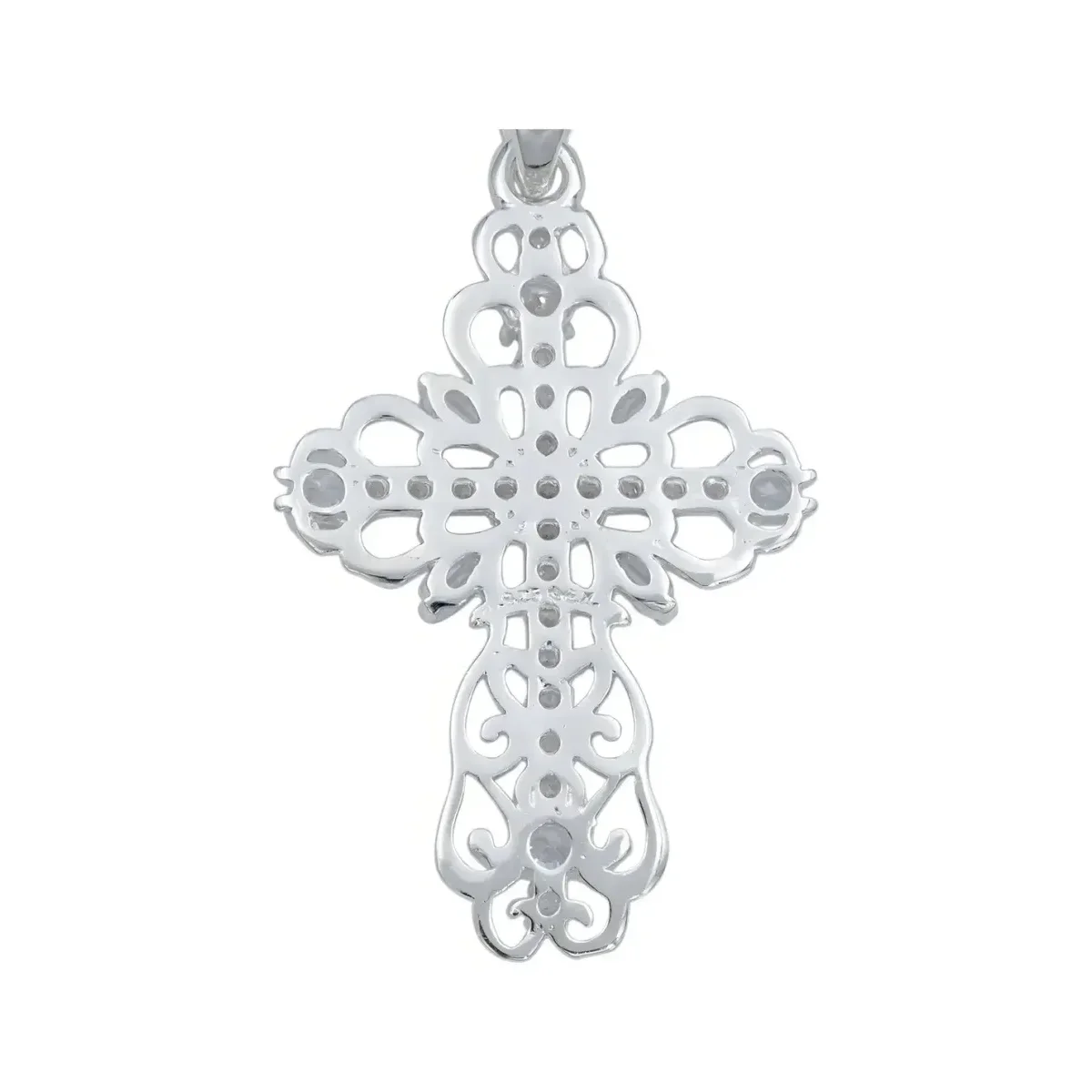 Dije Plata 925 Cruz Grande Diamantada con Zirconias Baguette - Imagen 4