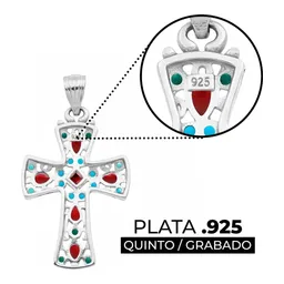 Dije Plata .925 Cruz Rodizada Zirconia Roja Unisex - Imagen 3