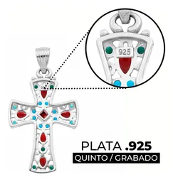 Dije Plata .925 Cruz Rodizada Zirconia Roja Unisex - Imagen 3