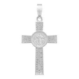 Dije Plata .925 Cruz San Benito con Zirconia - Imagen 1