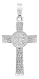Dije Plata .925 Cruz San Benito con Zirconia - Imagen 1