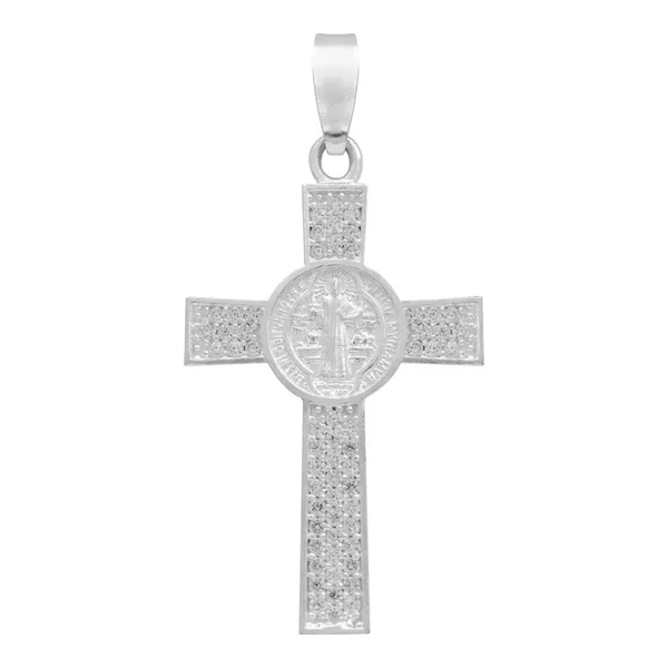Dije Plata .925 Cruz San Benito con Zirconia - Imagen 1