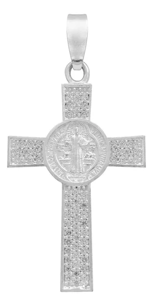 Dije Plata .925 Cruz San Benito con Zirconia - Imagen 1