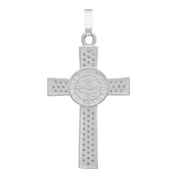 Dije Plata .925 Cruz San Benito con Zirconia - Imagen 2