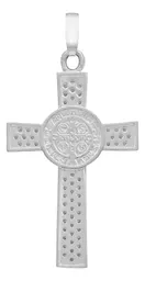 Dije Plata .925 Cruz San Benito con Zirconia - Imagen 2