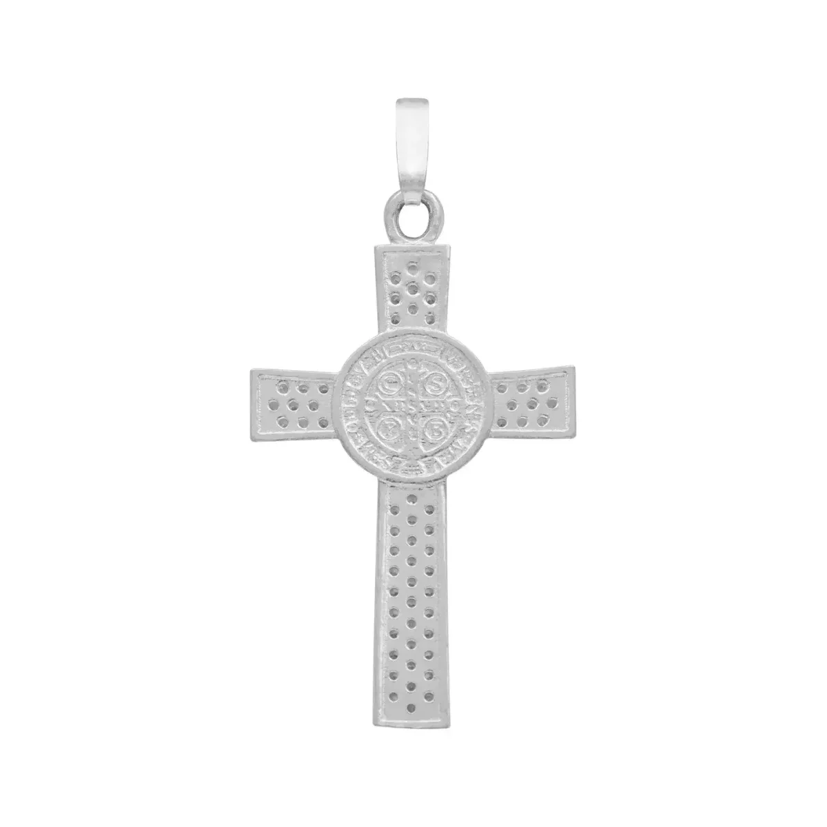 Dije Plata .925 Cruz San Benito con Zirconia - Imagen 2