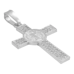 Dije Plata .925 Cruz San Benito con Zirconia - Imagen 3