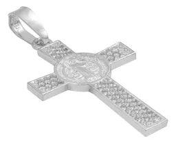 Dije Plata .925 Cruz San Benito con Zirconia - Imagen 3