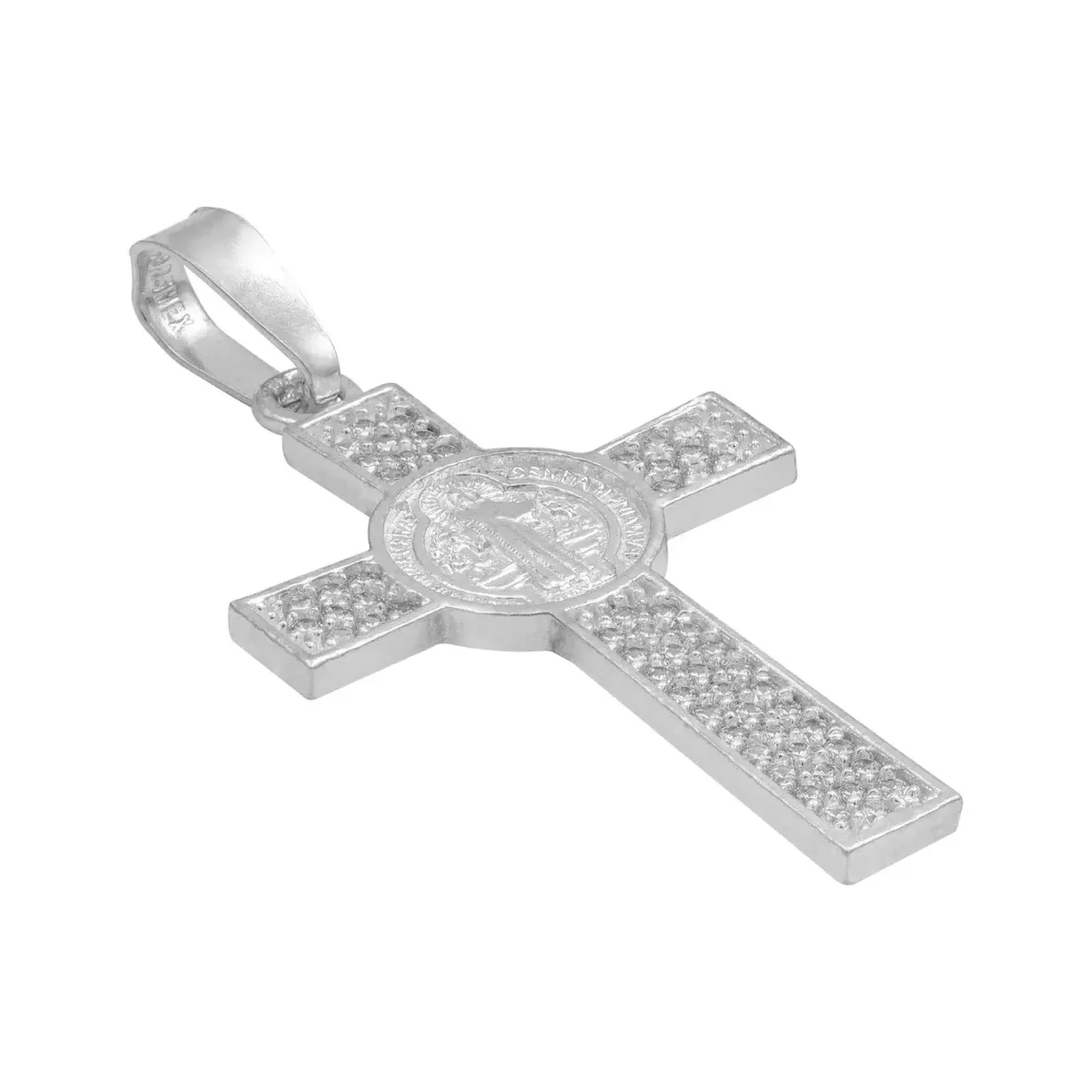 Dije Plata .925 Cruz San Benito con Zirconia - Imagen 3
